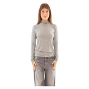 Pinko Rhinestones High-Neck Sweater Gray, Dam