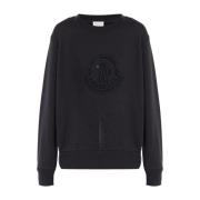 Moncler Svart Bomullssweatshirt med Strass Black, Dam