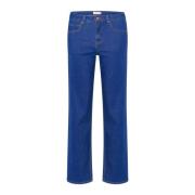 Cream Straight Leg Jeans - Classic Blue Denim Blue, Dam