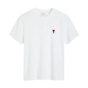 Ami Paris Hjärtlogo T-shirt - Ekologisk Bomull White, Herr