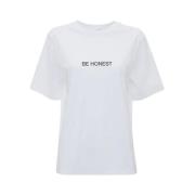 Victoria Beckham Vit 'Be Honest' Slogan T-Shirt White, Dam