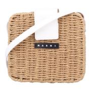 Marni Raffia Picknick Crossbody Väska Beige, Dam