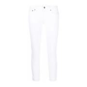 Dondup Vit Tonal Design Cropped Leg Jeans White, Dam