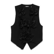 Rotate Birger Christensen Svart Blommig Vest Topp Black, Dam