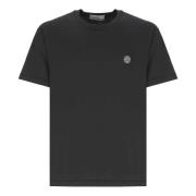 Stone Island Svart Bomull T-shirt med Logopatch Black, Herr