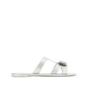 Salvatore Ferragamo Silver Bow Platta Skor Gray, Dam