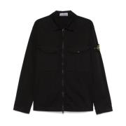 Stone Island Svart Dragkedja Skjorta med Fickor Black, Herr