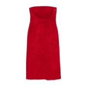 Alexander McQueen Röd Bandeau Stil Strapless Klänning Red, Dam