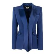 Elisabetta Franchi Blå Slim Fit Jackor med Vadderade Axelband Blue, Da...