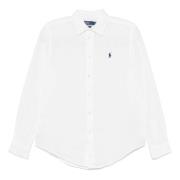 Polo Ralph Lauren Vit linneskjorta med broderad ponny White, Dam