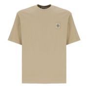 Stone Island Beige Bomull T-shirt med Logopatch Beige, Herr