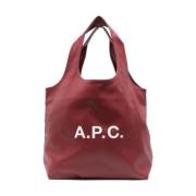 A.p.c. Burgundy Ninon Handväska med Logotyptryck Red, Dam