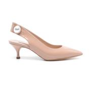 Casadei Elastisk slingback-kattungehälsskor Beige, Dam