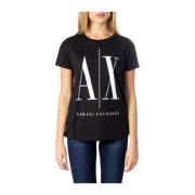 Armani Exchange Svart Bomull T-shirt Vår/Sommar Kollektion Black, Dam