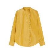 Max Mara Asymmetrisk silkeskjorta med rund hals Yellow, Dam