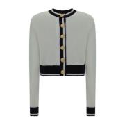 Balmain Kort kofta med lejonhuvudknappar White, Dam