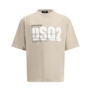 Dsquared2 Bomull T-shirt med gummerat monogram Beige, Herr