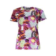 Cavalli Class Mönstrad T-shirt med bred halsringning Purple, Dam