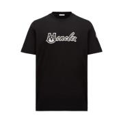 Moncler Broderad Varsity Logo T-shirt Black, Herr