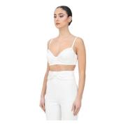 Elisabetta Franchi Ivory Bustier Topp Elegant Dammode Beige, Dam