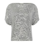 Soaked in Luxury Silver Paljettblus Löst Passform Gray, Dam