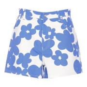 Marni Blommiga shorts med främre knappar och dragkedja Blue, Dam