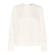 Kaffe Elegant Blus med Rund Hals White, Dam