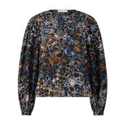 Ulla Johnson Elegant mönstrad blus med V-ringning Multicolor, Dam