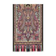 Etro Paisley Kashmir Sjal med Fransar Multicolor, Dam