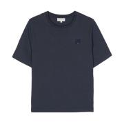 Maison Kitsuné Navy Blue Logo T-shirt Blue, Dam