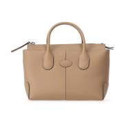 Tod's Läder Shopper Väska med Logotyp Brown, Dam