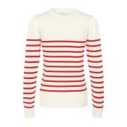 Saint Tropez Randig Pullover Tröja Is Scarlet Stripe Multicolor, Dam