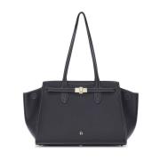 Aigner Elegant Läder Shopper Väska Black, Dam