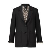 Marc Cain Blazer med Animal-Print och Reverskrage Black, Dam