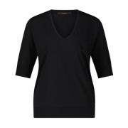 Windsor V-ringad T-shirt, Mjuk och Lätt Black, Dam