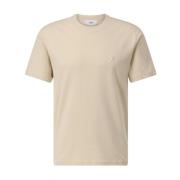 Ami Paris Logo T-shirt med ribbad rund hals Beige, Herr