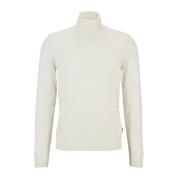 Hugo Boss Ull Turtleneck Tröja Elegant Stil White, Herr