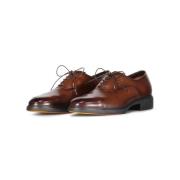 Santoni Beqväm Läder Oxford Skor Brown, Herr