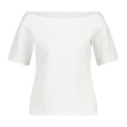 Marc Cain Off-shoulder Shirt med Logo Detalj White, Dam