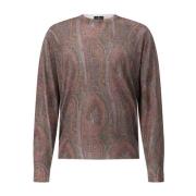 Etro Stickad Tröja med Paisley-mönster Brown, Herr