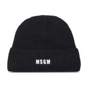 Msgm Merinoull Stickad Mössa Black, Dam