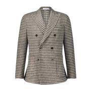 Boglioli Hundtandsmönstrad Blazer Beige, Herr