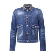 Dsquared2 Riven denimjacka med nitar Blue, Herr