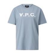 A.p.c. Logo T-shirt, Bekväm och Snygg Blue, Dam