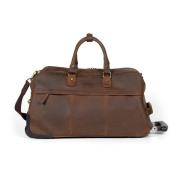 Howard London Brun läder Duffel Trolley väska Brown, Herr