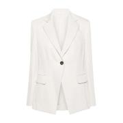 Brunello Cucinelli Vit Jacka White, Dam