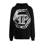 Philipp Plein Svart Sweatshirt för Män Black, Herr