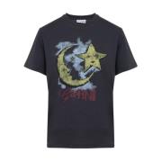 Ganni Moonlight Grafisk Bomull T-shirt Black, Dam