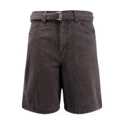 Sacai Svarta Denim Bermuda Shorts med Bälte Gray, Herr