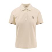 Moncler Bomull Polo Skjorta med Logo Patch Beige, Dam